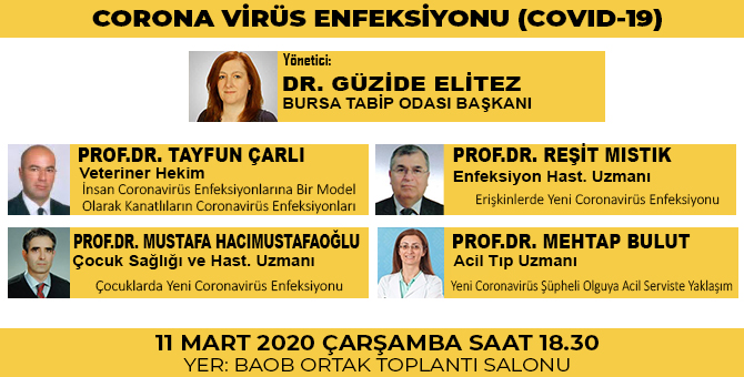 Bursa Tabip Odası'ndan Her yönü ile yeni Coronavirüs Enfeksiyonu (Covit-19) Paneli