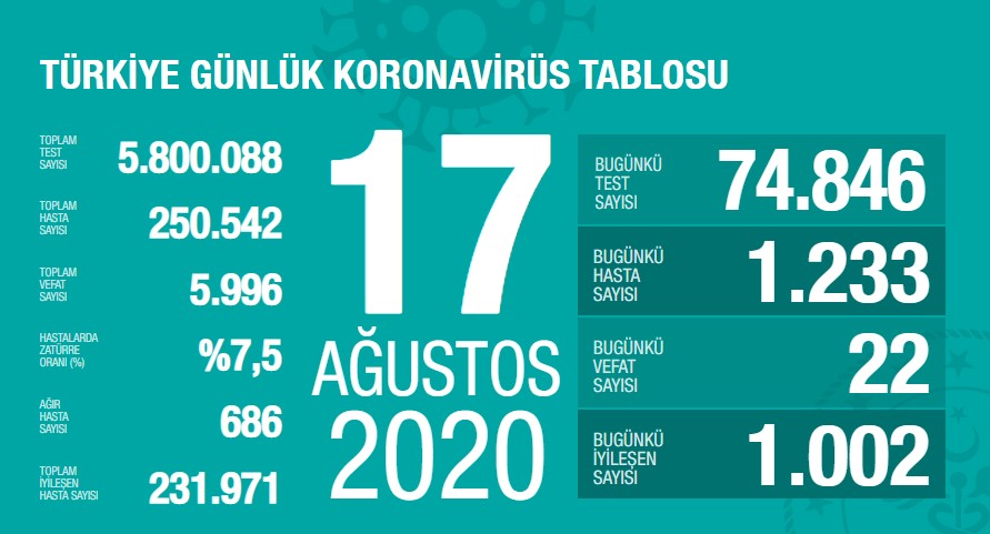 Koronavirüs'te can kaybımız 5.996'ya yükseldi, vaka sayısı 250.542'ye ulaştı!