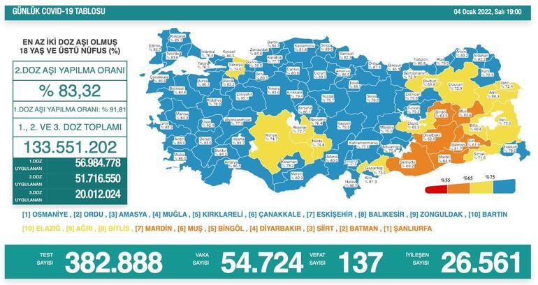 Türkiye'de son 24 saatte Kovid-19 vaka sayısı 50 bini aştı
