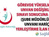 Görevde Yükselme ve Unvan Değişikliği Sınavı Sonucuna Göre Yerleştirme ilan metni