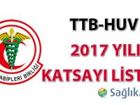 TTB-HUV 2017 Yılı Katsayı Listesi